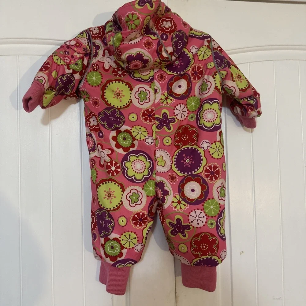 Girls Hanna Andersson Pink Floral Warm Snowsuit Size‎ 70 6-12 Months